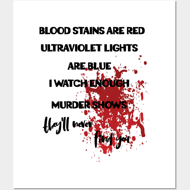 Blood stains are red ultraviolet lights are blue fun Wall Art by TheYouthStyle